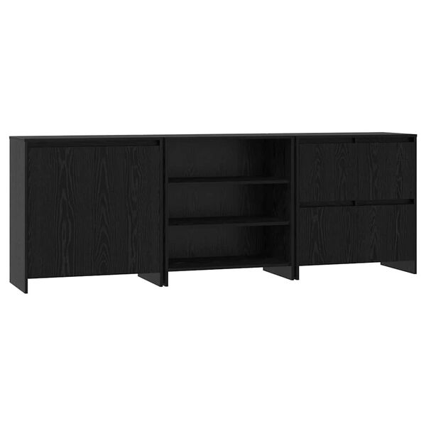 vidaXL Buffet 3 pcs Ch&ecirc;ne noir 70 x 41 x 75 cm Bois d'ing&eacute;nierie