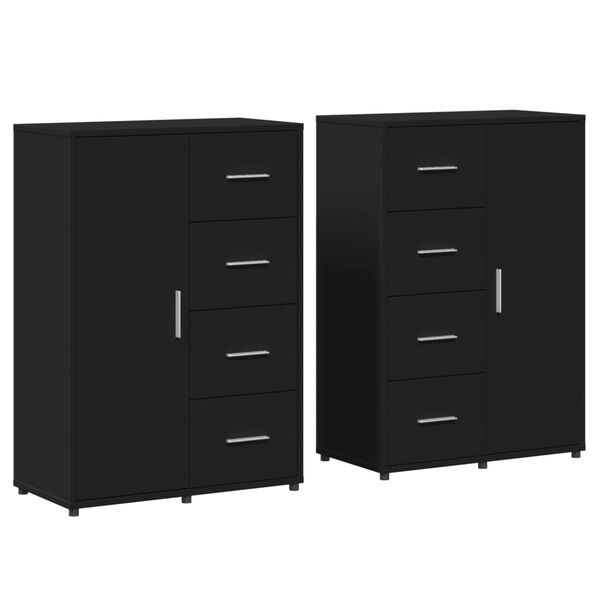 vidaXL Buffets 2 pcs noir 60x31x84 cm bois d'ing&eacute;nierie