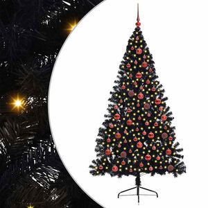 vidaXL Sapin de No&euml;l artificiel pr&eacute;-&eacute;clair&eacute; Noir 180 cm PVC