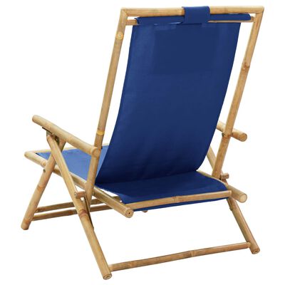 vidaXL Chaise de relaxation inclinable bleu marine bambou et tissu