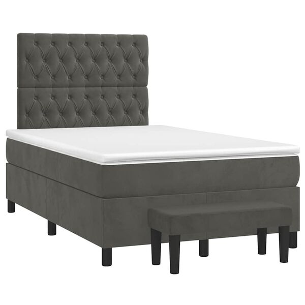 vidaXL Sommier &agrave; lattes de lit et matelas gris fonc&eacute; 120x190cm velours