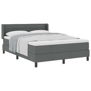 vidaXL Lit &agrave; ressorts avec matelas Gris fonc&eacute; 190 x 140 cm Polyester