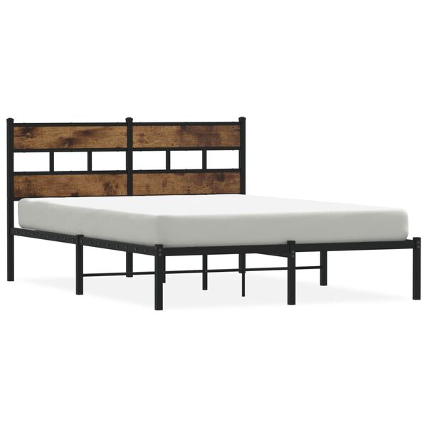 vidaXL Cadre de lit en m&eacute;tal sans matelas ch&ecirc;ne fum&eacute; 150x200 cm