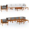 vidaXL Salon de jardin 7 pi&egrave;ces avec coussins, bois d'acacia cr&egrave;me et corde