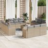 vidaXL Salon de jardin avec coussins 13 pcs beige r&eacute;sine tress&eacute;e