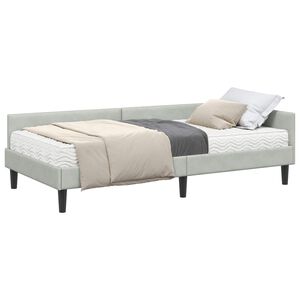 vidaXL Cadre de lit d'angle avec matelas 2 pcs Gris clair Velours
