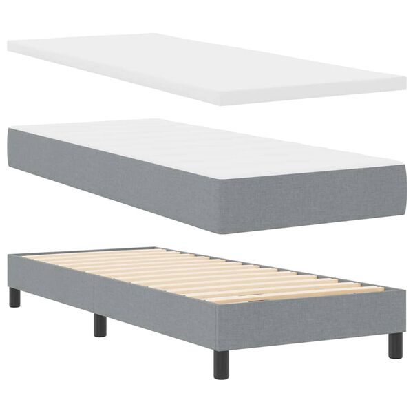 vidaXL Lit &agrave; ressorts avec matelas Gris clair 200 x 80 cm Polyester