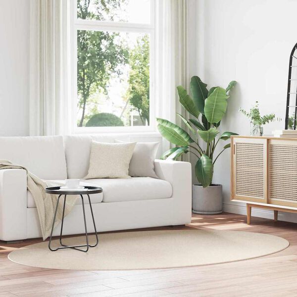 vidaXL Tapis de surface ovale HUARTE Beige 160 x 230 cm 100% Polyester