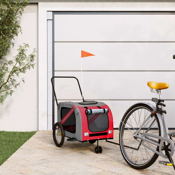 vidaXL Remorque de v&eacute;lo pour animaux de compagnie orange et gris