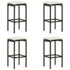 vidaXL Tabourets de bar avec coussins lot de 4 marron r&eacute;sine tress&eacute;e