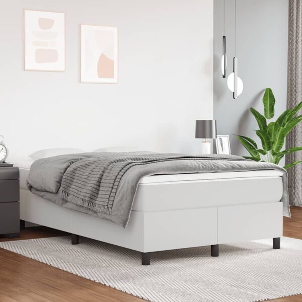 vidaXL Sommier &agrave; lattes de lit avec matelas blanc 120x190cm similicuir