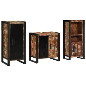 vidaXL Ensemble de mobilier de salle de bain 3 pc Multicolore et noir