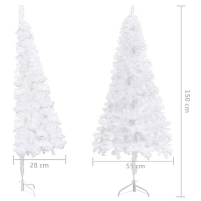 vidaXL Arbre de Noël artificiel d'angle LED et boules Blanc 150 cm PVC