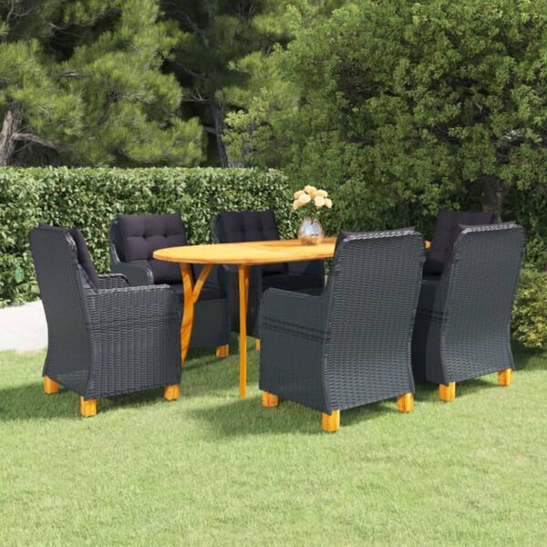 vidaXL Ensemble &agrave; manger de jardin 7 pcs Gris fonc&eacute;