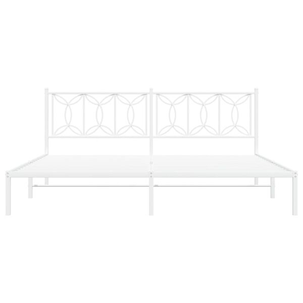 vidaXL Cadre de lit m&eacute;tal sans matelas et t&ecirc;te de lit blanc 193x203 cm