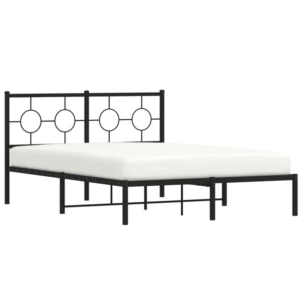 vidaXL Cadre de lit m&eacute;tal sans matelas avec t&ecirc;te de lit noir 140x200cm
