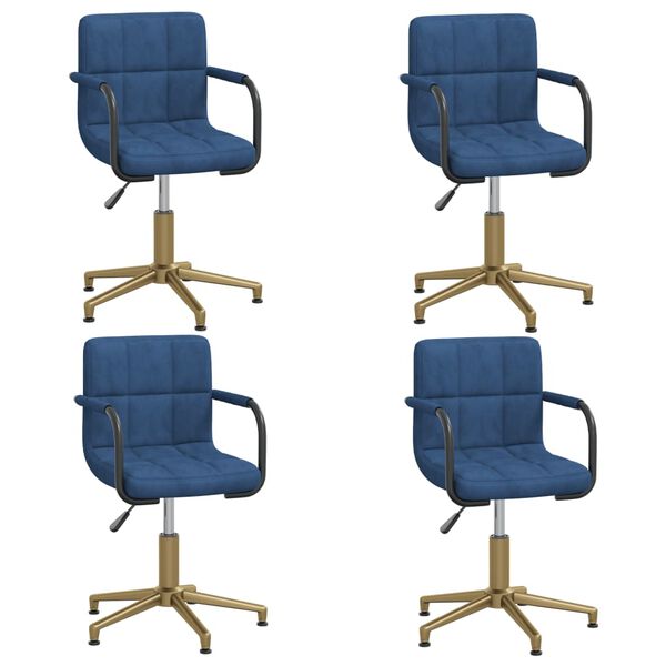 vidaXL Chaises pivotantes &agrave; manger lot de 4 bleu velours