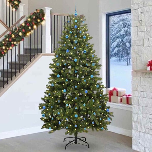 vidaXL Sapin de No&euml;l artificiel avec 300 LED Vert 270 cm PVC et m&eacute;tal