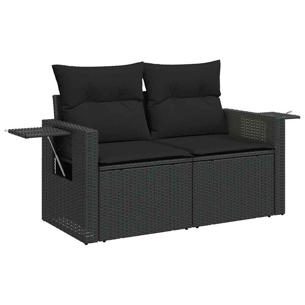 vidaXL Salon de jardin 6 pcs avec coussins noir r&eacute;sine tress&eacute;e