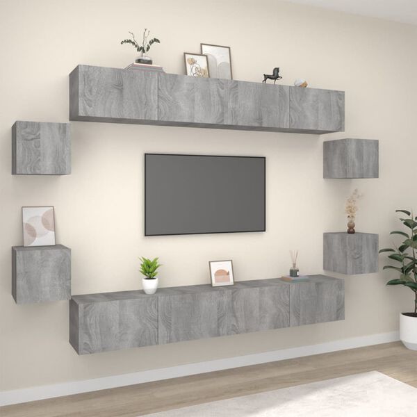 vidaXL Ensemble de meubles TV 8 pcs Sonoma gris Bois d'ing&eacute;nierie