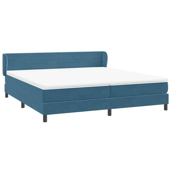 vidaXL Sommier &agrave; lattes de lit et matelas bleu fonc&eacute; 180x210cm velours