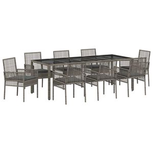 vidaXL Ensemble de salle &agrave; manger pour jardin 9 pcs Gris polyrotin