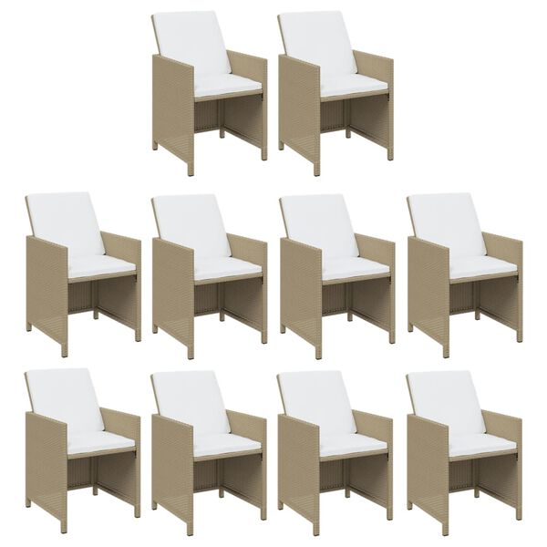 vidaXL Ensemble &agrave; manger de jardin coussins 11pcs R&eacute;sine tress&eacute;e Beige