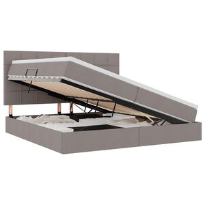 vidaXL Lit avec rangement et LED avec LED Taupe 200 x 200 cm Polyester