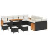 vidaXL Ensemble de canap&eacute; de jardin avec coussin 14 pcs Noir et Cr&egrave;me