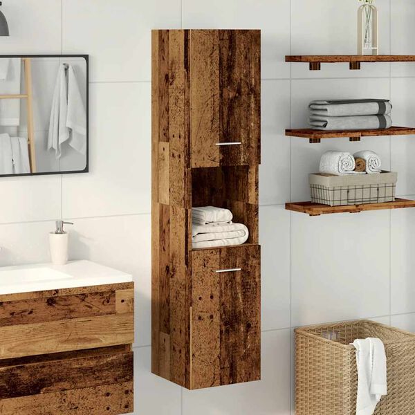 vidaXL Armoire de salle de bain suspendue vieux bois bois d'ing&eacute;nierie