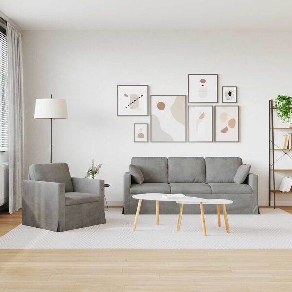 vidaXL Canap&eacute; 2 pcs Gris clair 198 x 78 x 80 cm Velours