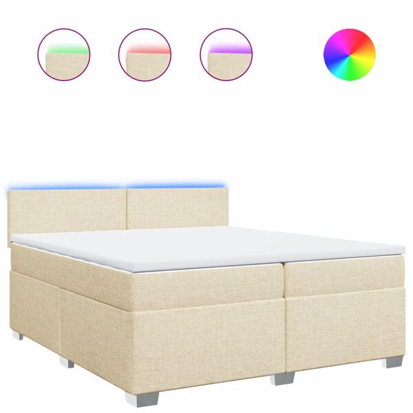 vidaXL Sommier &agrave; lattes de lit avec matelas Cr&egrave;me 200x200 cm Tissu