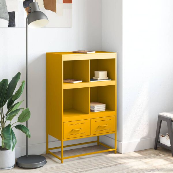 vidaXL Buffet haut jaune moutarde 68x39x111,5 cm acier