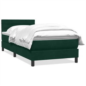 vidaXL Sommier &agrave; lattes de lit et matelas vert fonc&eacute; 80x220 cm velours