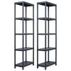 vidaXL &Eacute;tag&egrave;res de rangement 2 pcs Noir 125 kg 60x30x180 cm Plastique