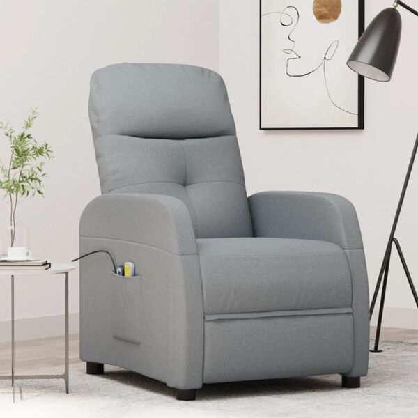 vidaXL Fauteuil de massage inclinable Gris clair Tissu
