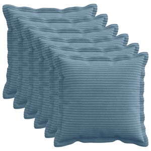 vidaXL Housse de coussin 6 pc HOUTEN Bleu 30 x 30 cm velours c&ocirc;tel&eacute;