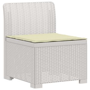 vidaXL Canap&eacute; de jardin 1 place avec coussin look rotin PP Blanc