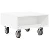 vidaXL Table d'appoint avec roues Blanc 50,5 x 50 x 30 cm