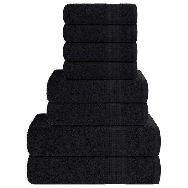 vidaXL Ensemble de serviettes FROGN 8 pcs noir 360 g/m²