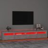 vidaXL Meuble TV avec lumières LED Gris béton 240x35x40 cm