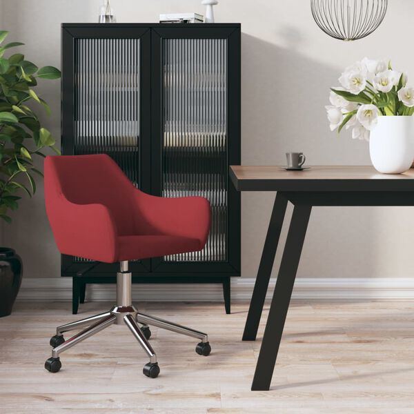vidaXL Chaise pivotante de salle &agrave; manger Rouge bordeaux Tissu