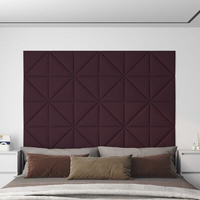 vidaXL Panneaux muraux 12 pcs Violet 30x30 cm Tissu 0,54 m²