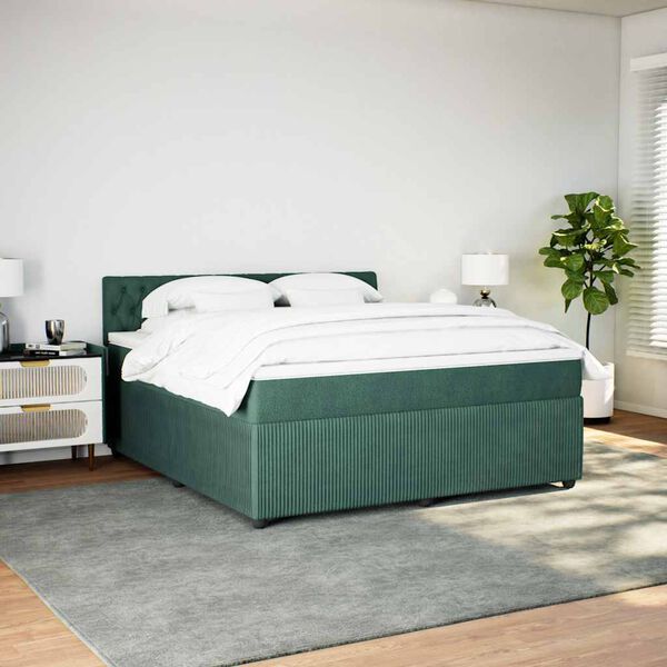 vidaXL Sommier &agrave; lattes de lit et matelas Vert fonc&eacute; 180x200cm Velours
