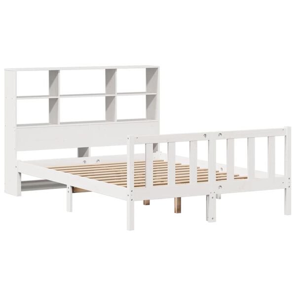 vidaXL Lit biblioth&egrave;que sans matelas blanc 160x200 cm bois pin massif