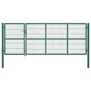 vidaXL Portail de jardin avec poteaux 350 x 120 cm, acier vert