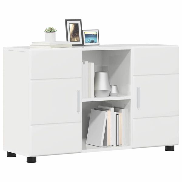 vidaXL Buffet avec &eacute;tag&egrave;re FLORIN Blanc brillant 88,5 x 30,5 x 55,5 cm