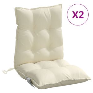 vidaXL Coussins de chaise &agrave; dossier bas lot de 2 cr&egrave;me tissu oxford
