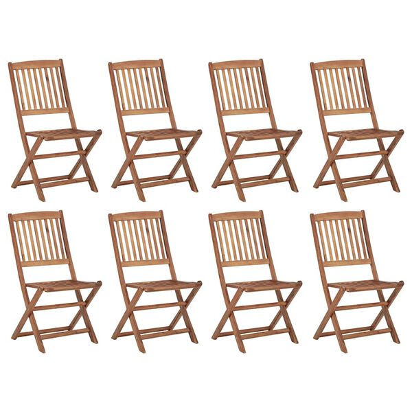 vidaXL Chaises pliables d'ext&eacute;rieur et coussins lot de 8 Bois d'acacia