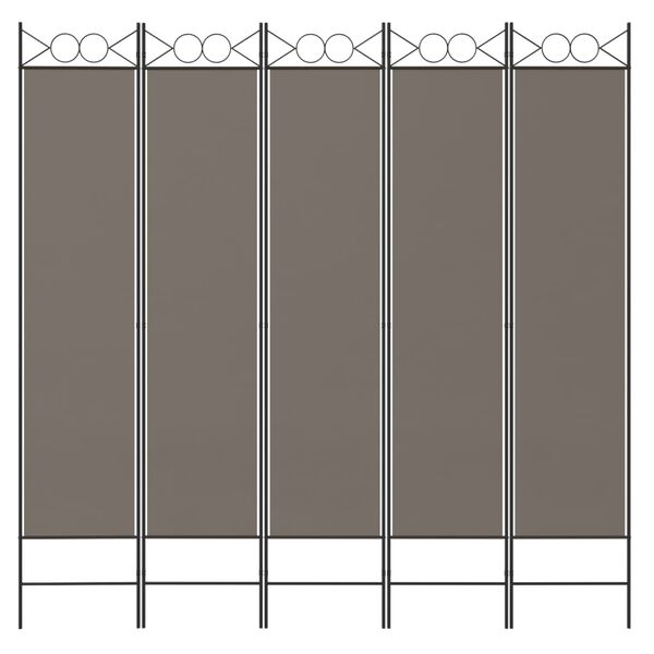 vidaXL Cloison de s&eacute;paration 5 panneaux Anthracite 200x220 cm Tissu